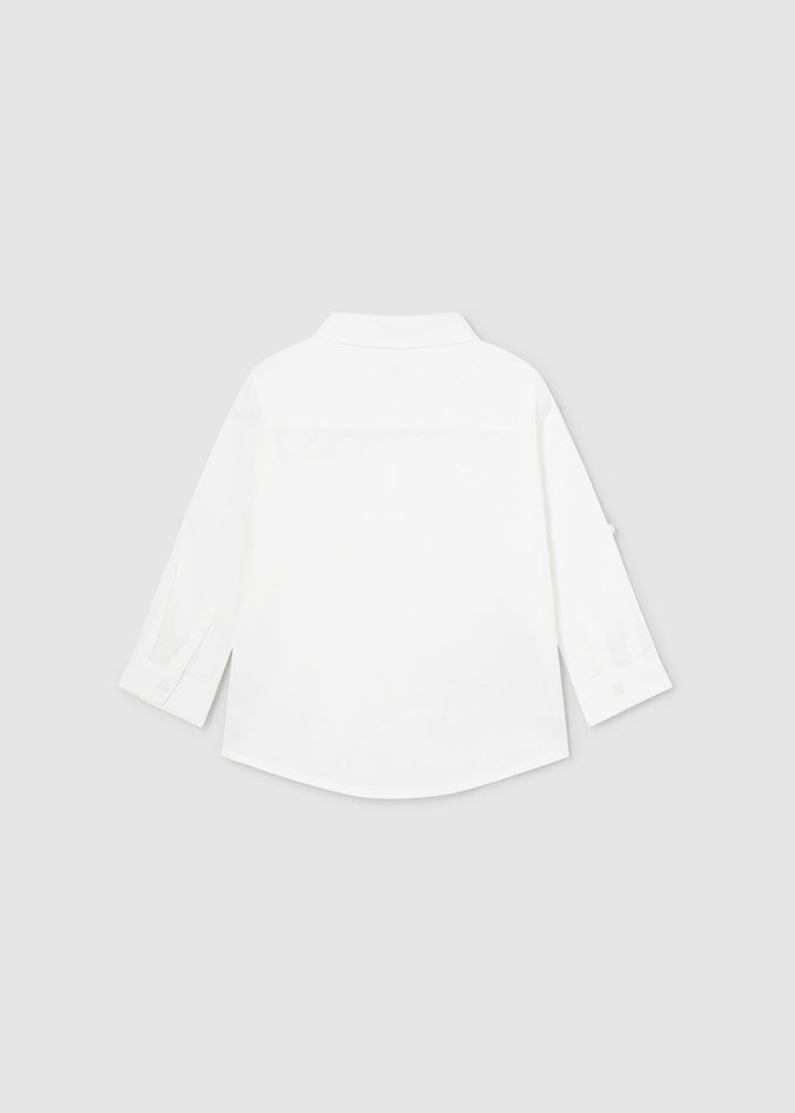 117 - Basic linen l/s shirt for baby boy - White - Kids Chic