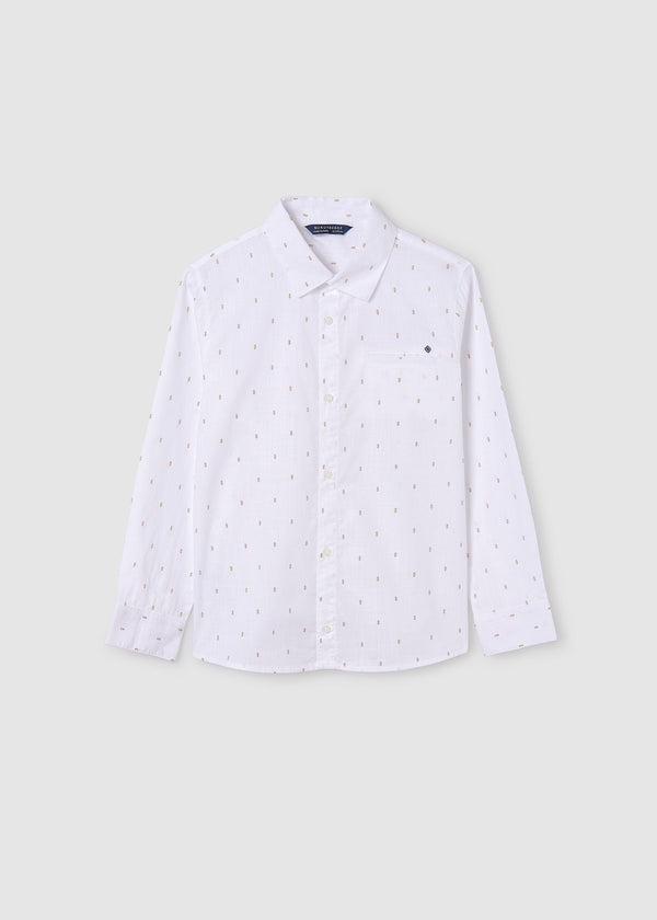 Classic White Long Sleeve Shirt by Mayoral for Children - Versatile Style at Kids Chic.