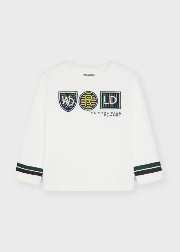L/s t-shirt for boy - Cream Mayoral