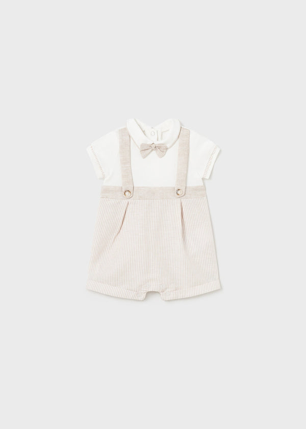 Mayoral Romper with Suspender in linen for boys.