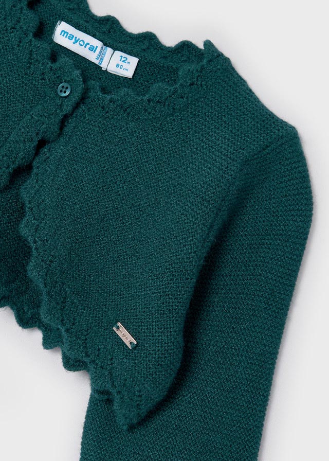Basic knit cardigan for baby girl - Duck Green Mayoral