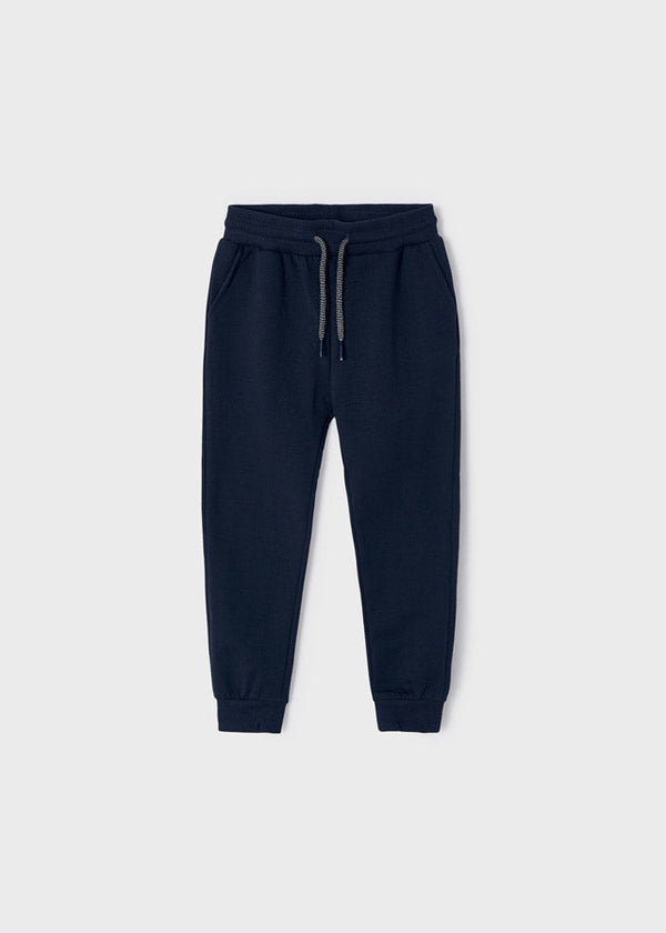 Basic cuffed fleece trousers for boy - Navy Mayoral