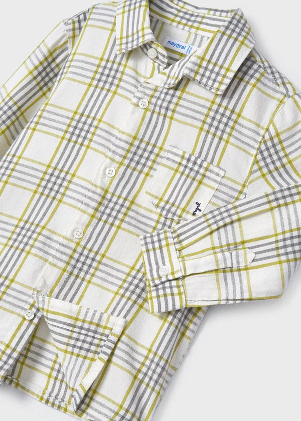 L/s checked shirt for baby boy - Avocado Mayoral