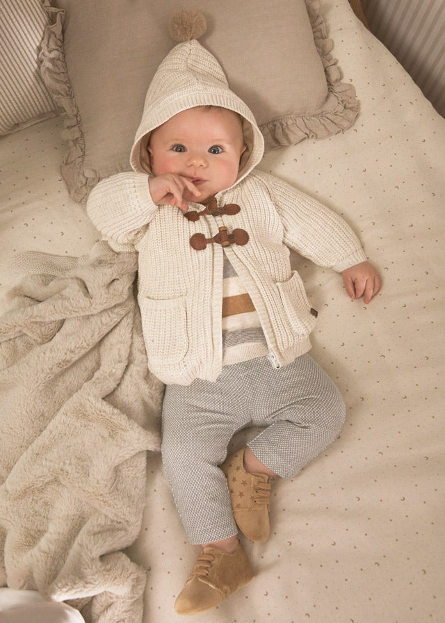 Knit cardigan for newborn boy - Cream vigo Mayoral