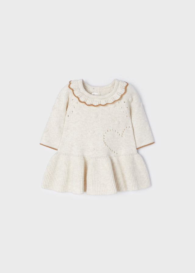 Knit dress for newborn girl - Cream vigo Mayoral
