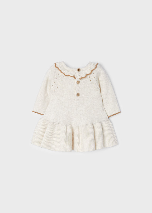Knit dress for newborn girl - Cream vigo Mayoral