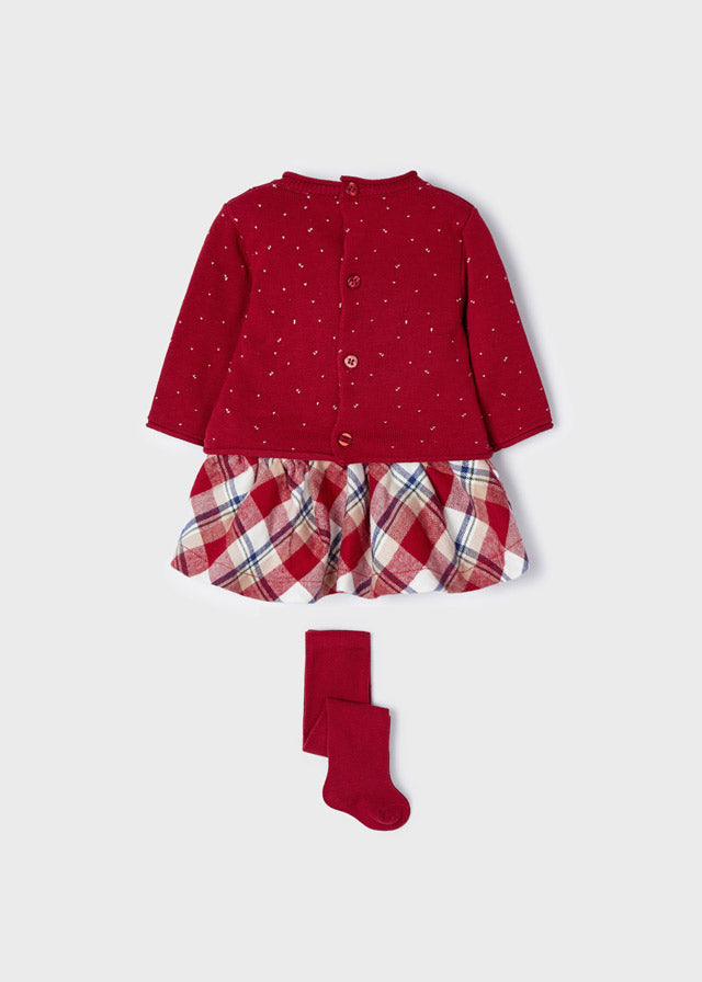 Skirt jumper w/ tight set for newborn girl - Red Mayoral