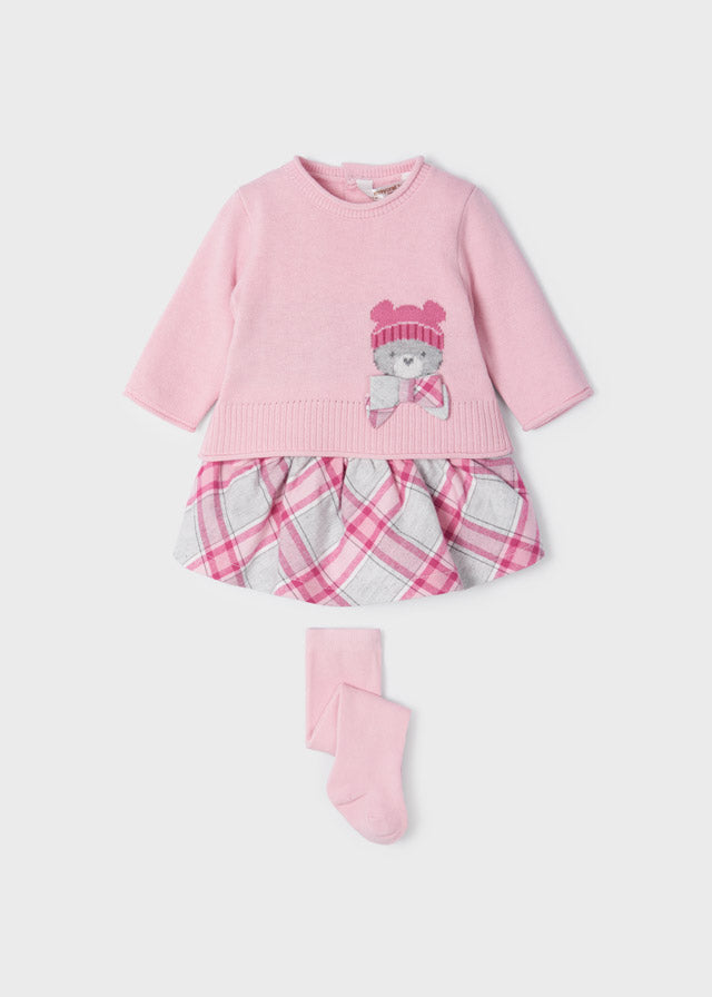 Skirt jumper w/ tight set for newborn girl - Pink Mayoral