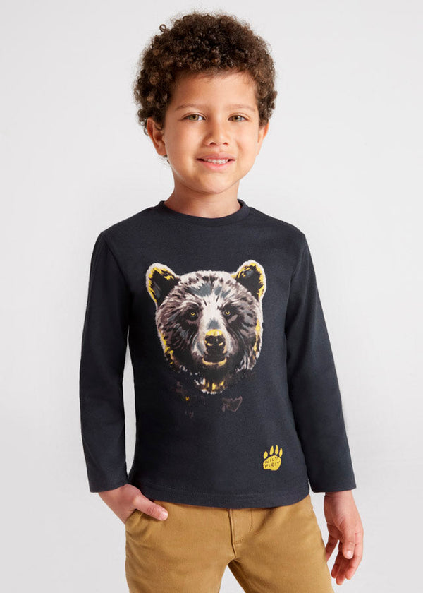 L/s shirt bear for boy - Carbon Mayoral