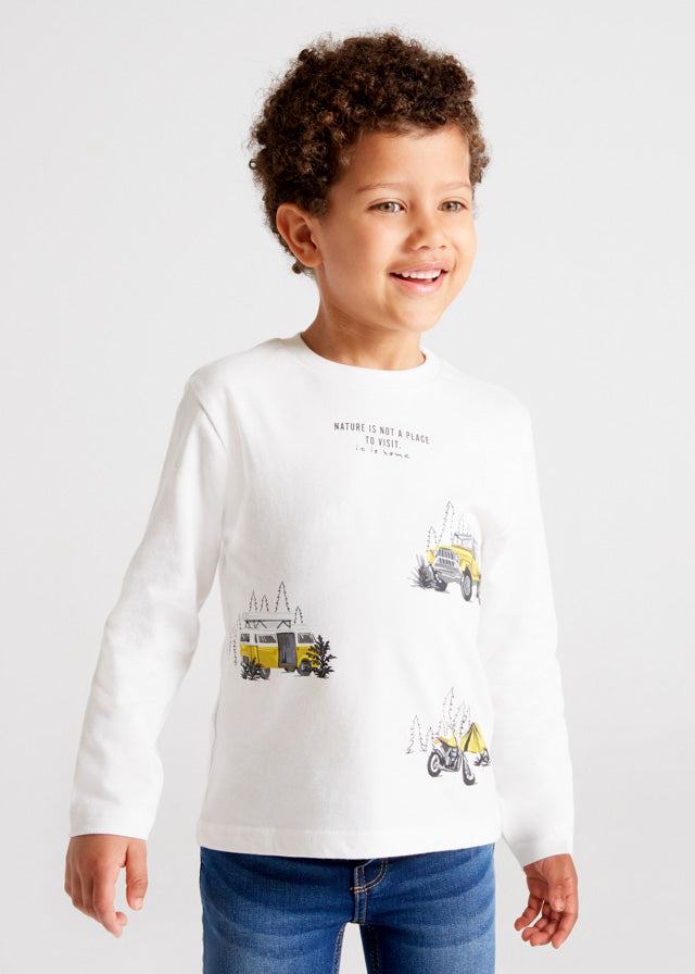 L/S shirt automobiles for boy - Cream Mayoral