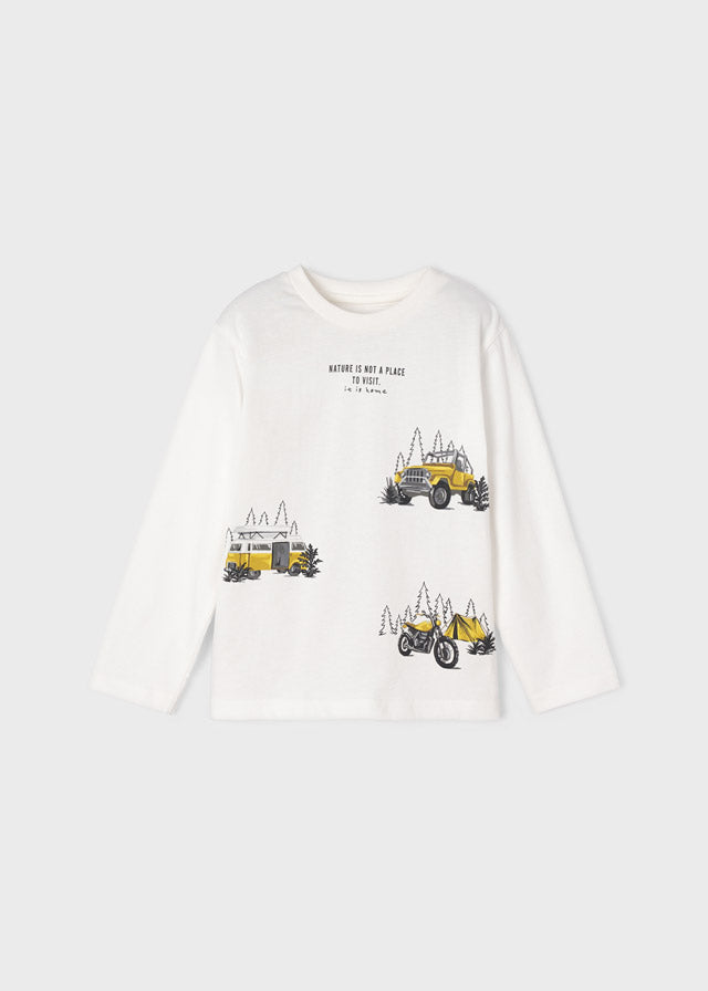 L/S shirt automobiles for boy - Cream Mayoral