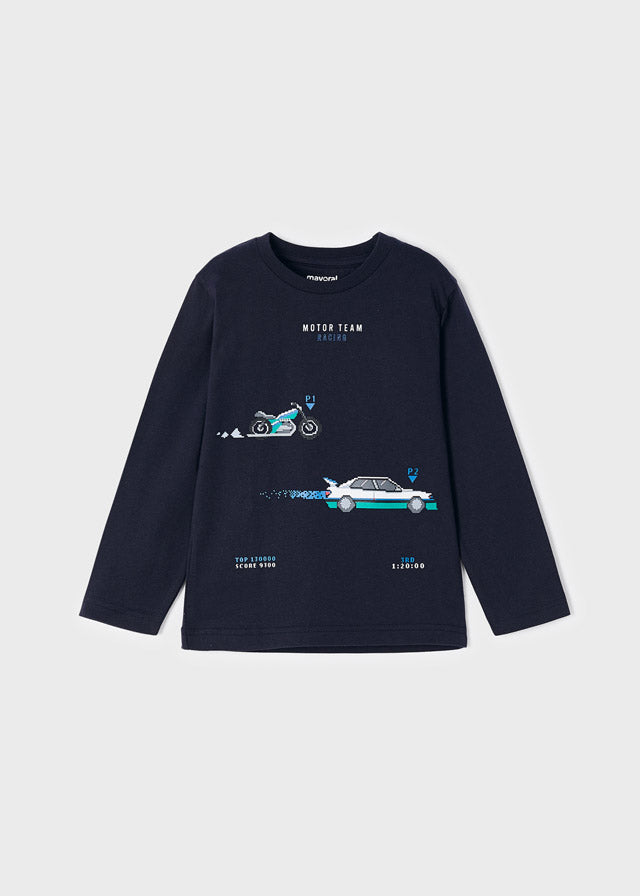 L/S shirt automobiles for boy - Navy Mayoral