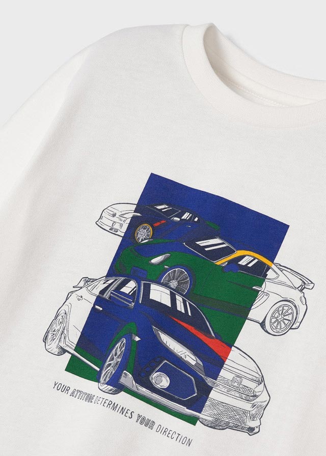 L/s shirt cars for boy - Cream Mayoral