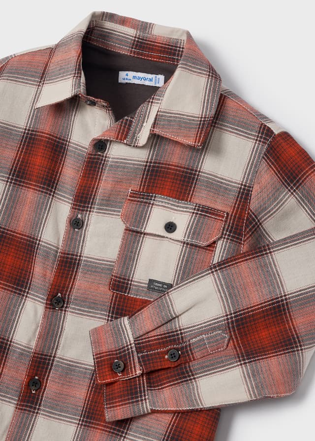 Checked overshirt for boy - Rust Mayoral