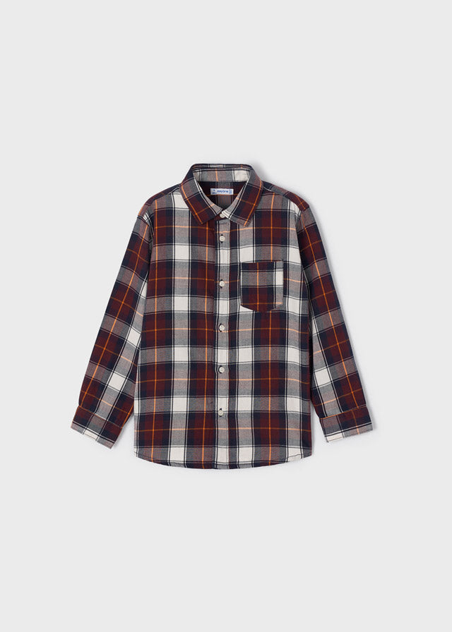 L/s checked shirt for boy - Plum Mayoral