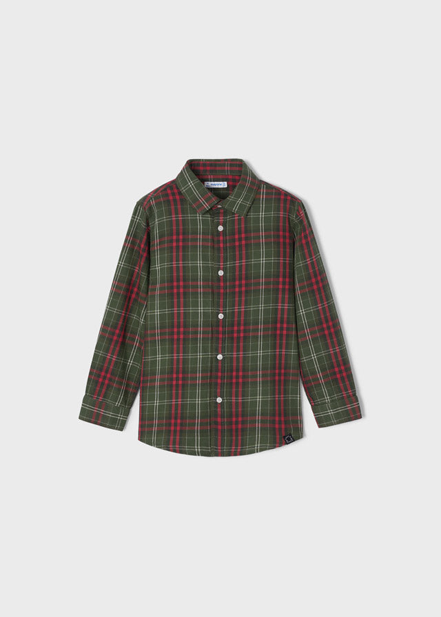 L/s checked shirt for boy - Forest-Red Mayoral