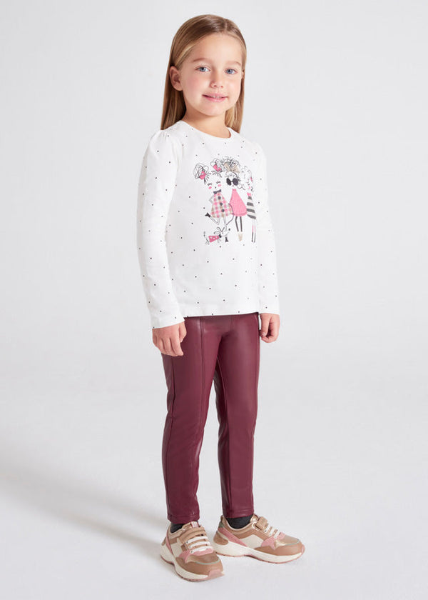 Synthetic leather leggings for girl - Blackberry Mayoral