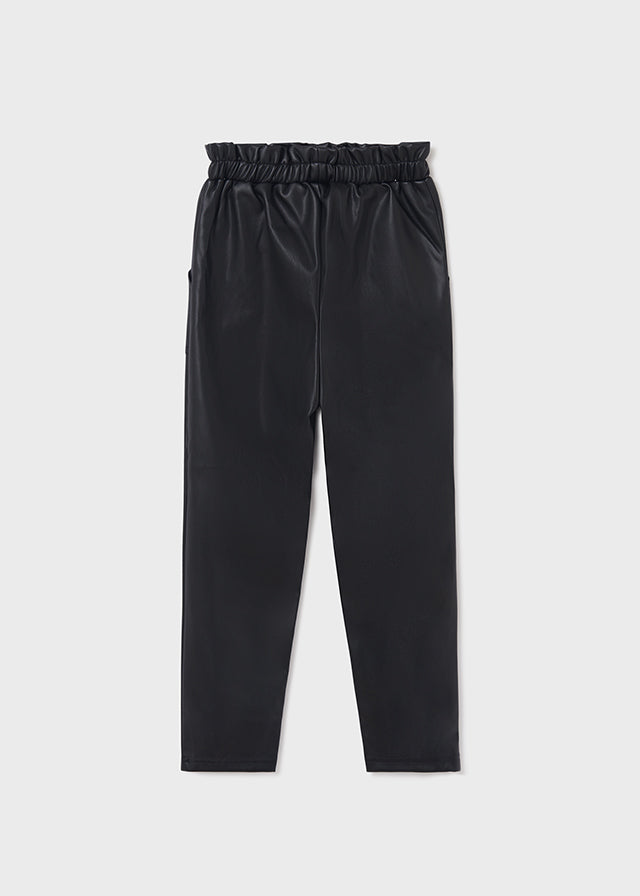 Leatherette long pants for teen girl - Black Mayoral