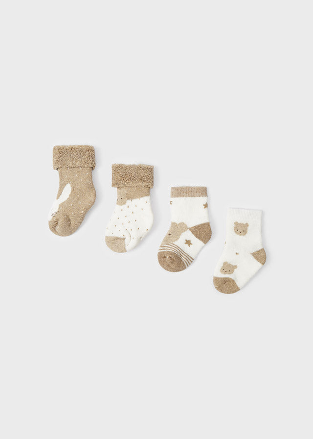 4pc set socks for newborn boy - Nougat vig Mayoral