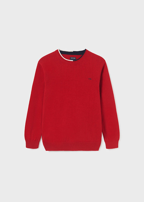 354- Basic cotton jumper for teen boy - Red Mayoral