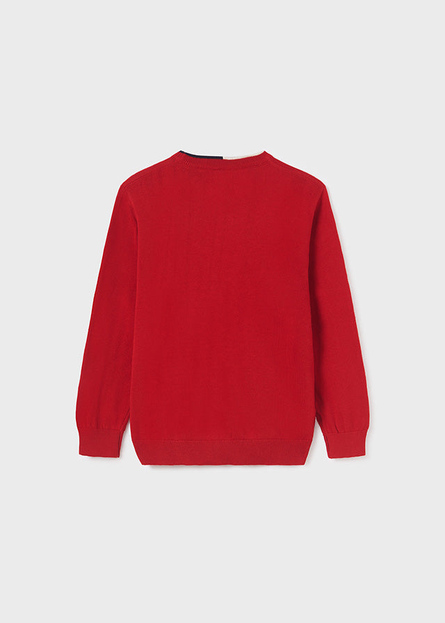 354- Basic cotton jumper for teen boy - Red Mayoral