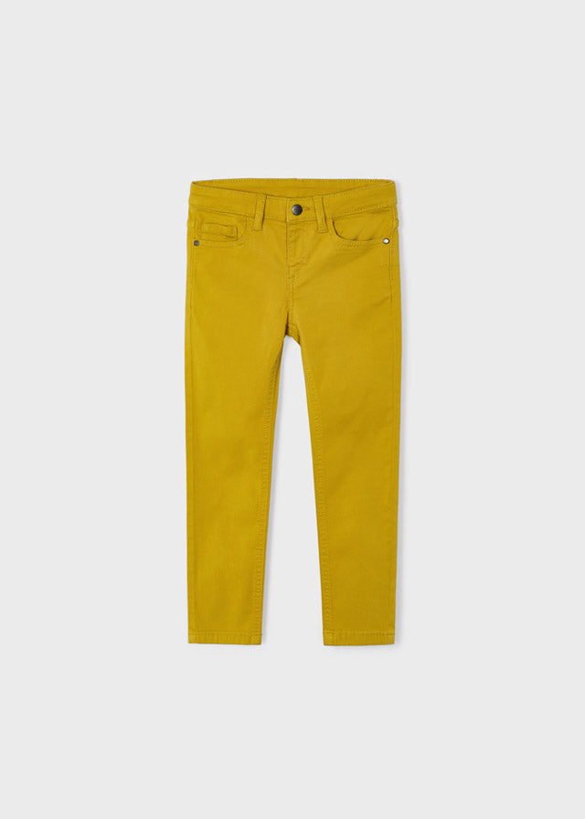 517- 5 pocket slim fit basic pant for boy - Mustard Mayoral