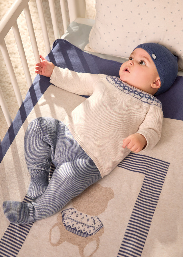 2509- Knit leg warmer set for newborn boy - Winterblue Mayoral