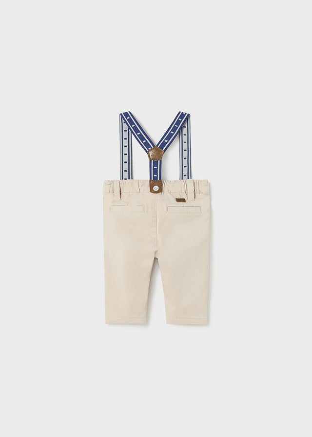 2515- Long trousers with suspenders for newborn boy - Stone Mayoral