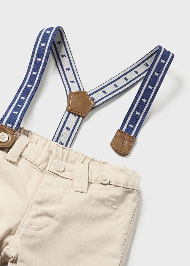 2515- Long trousers with suspenders for newborn boy - Stone Mayoral