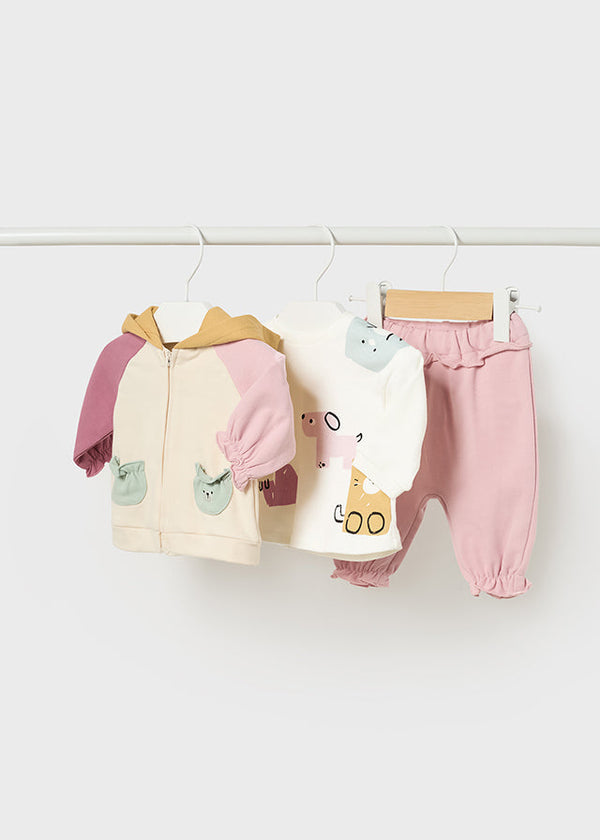 2666- 3 piece tracksuit for newborn girl - Candy Mayoral