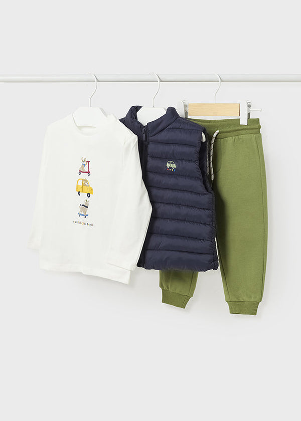 2695- Shirt pant & vest set for baby boy - Blue Mayoral