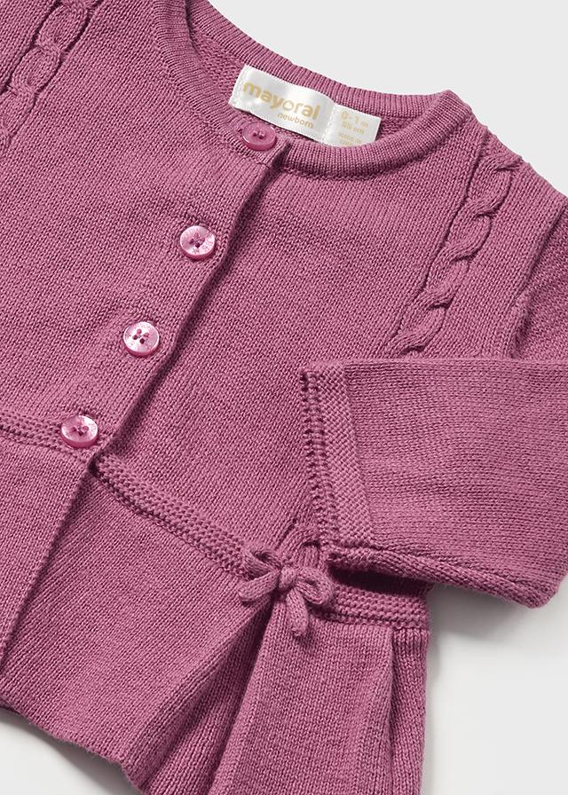 2742- Knit leggings set for newborn girl - Eggplant Mayoral