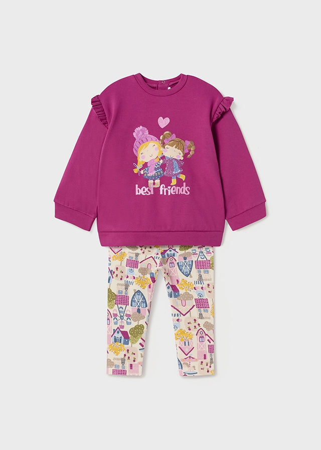 2767- Pullover and leggings set for baby girl - Magenta Mayoral
