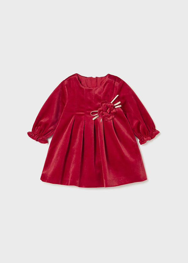 2854- Velvet dress S/s for newborn girl - Cherry Mayoral