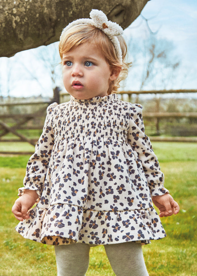 2981- Printed smocked stitch dress for baby girl - Chickpea Mayoral