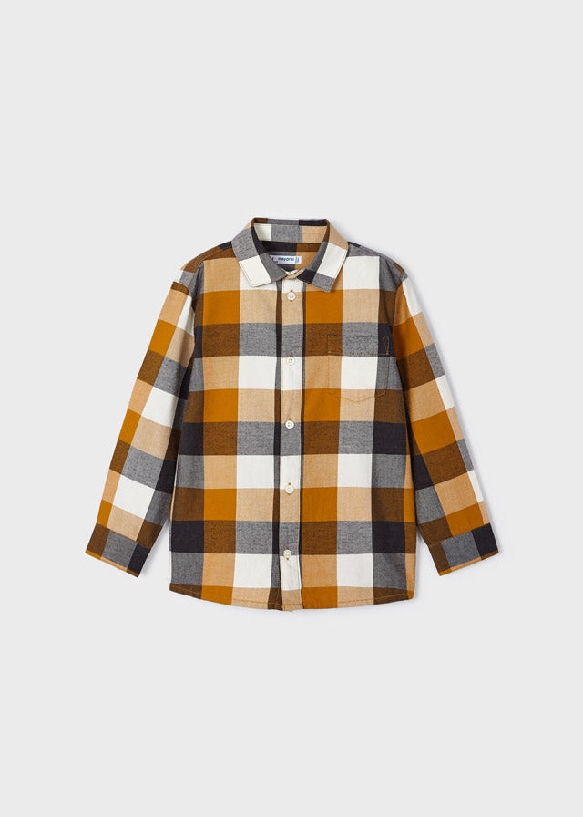 4111- L/s checked shirt for boy - Ochre Mayoral