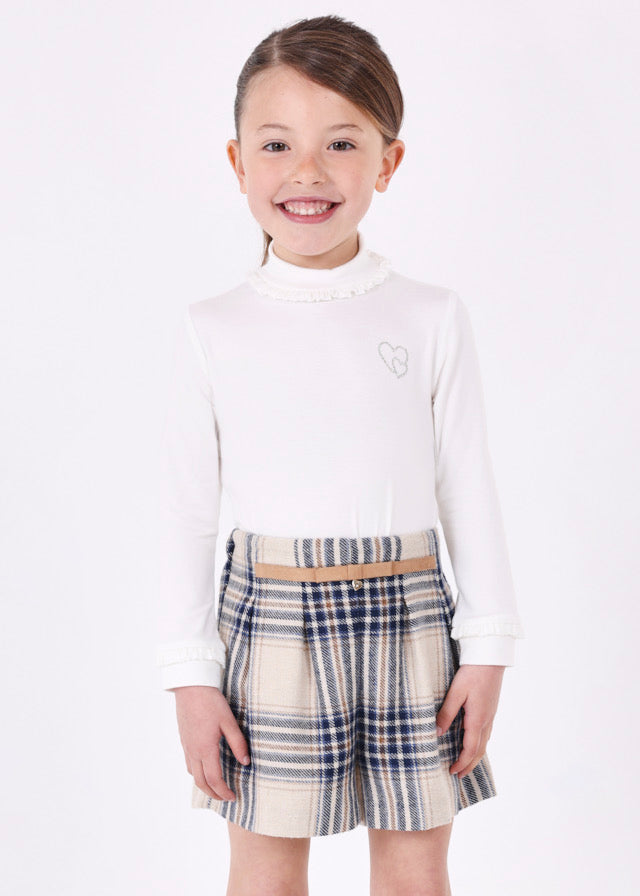4214- Plaid shorts for girl - Navy Mayoral