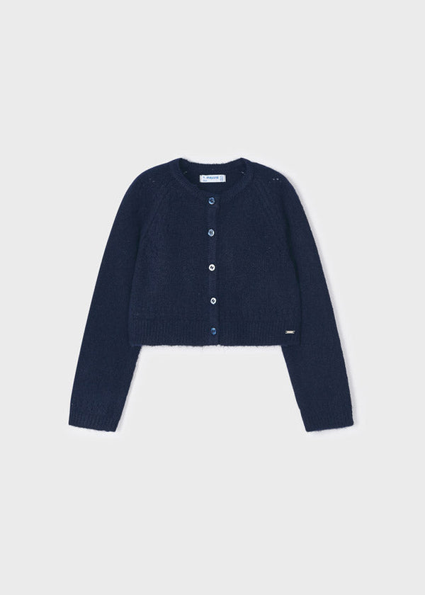 4310- Openwork knit cardigan for girl - Navy Mayoral