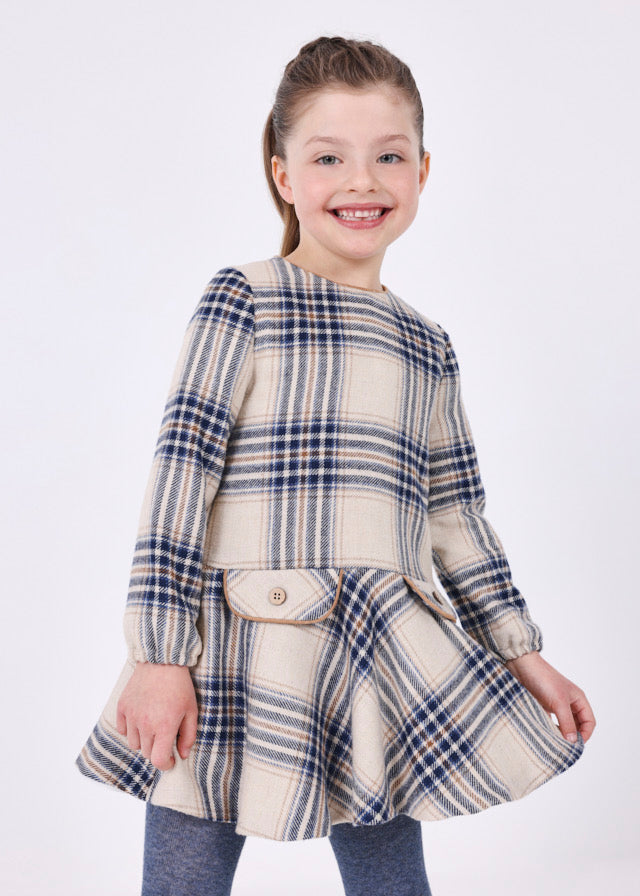 4918- Plaid dress for girl - Navy Mayoral