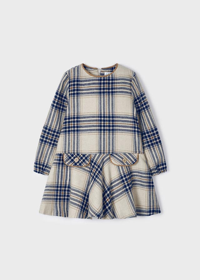 4918- Plaid dress for girl - Navy Mayoral