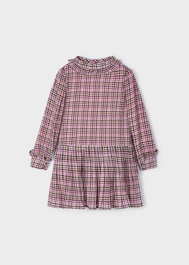 4928- Plaid gauze dress for girl - Orchid Mayoral