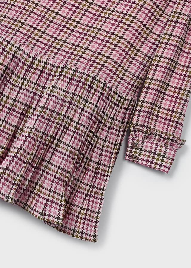 4928- Plaid gauze dress for girl - Orchid Mayoral