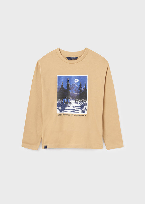 7070- L/s mountains t-shirt for teen boy - walnut Mayoral