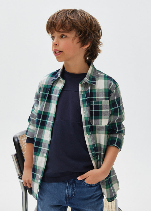 7188- L/s checked shirt for teen boy - Mint Mayoral