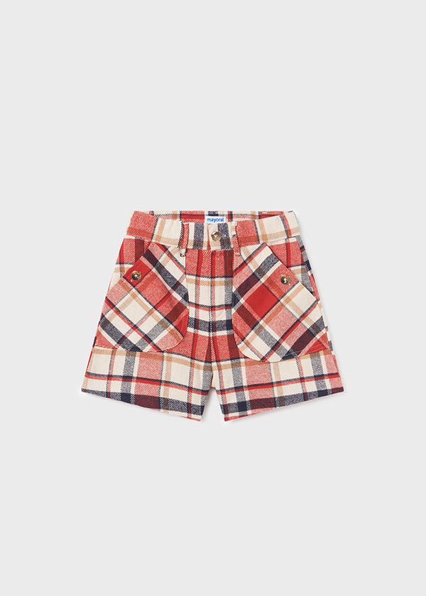 7209- Plaid shorts for teen girl - Red Mayoral