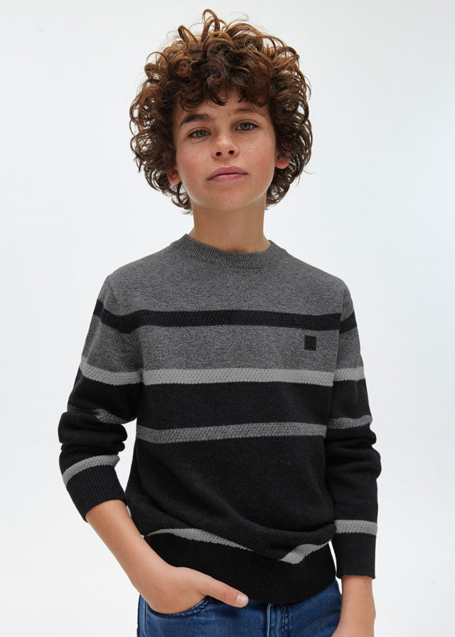 7385- Color-Block jersey top for teen boy - Black Mayoral
