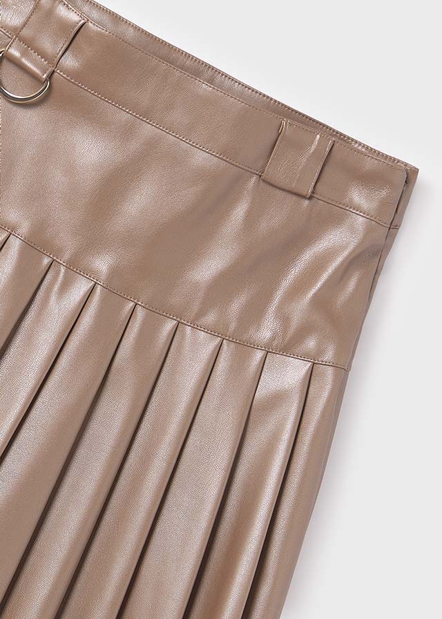 7952- Faux leather skirt for teen girl - Mocha Mayoral