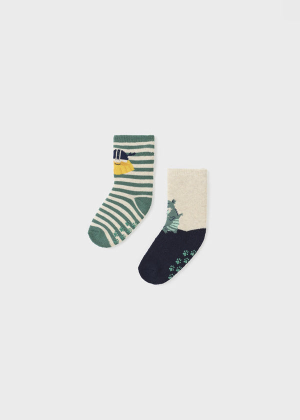 10524- Anti-slip socks set for baby boy - Mint Mayoral