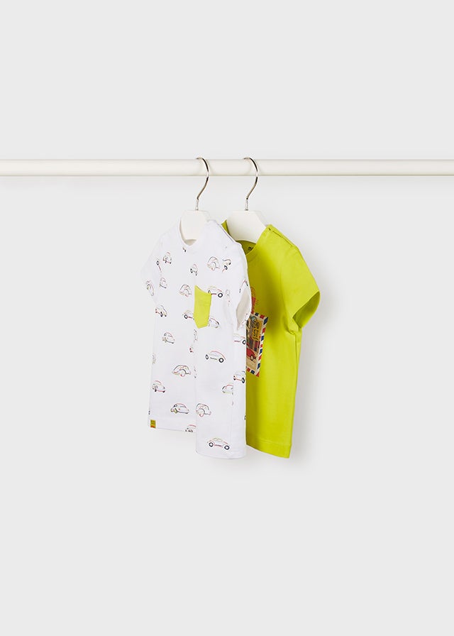 Set of 2 s/s stamp t-shirt for baby boy - Lime Mayoral