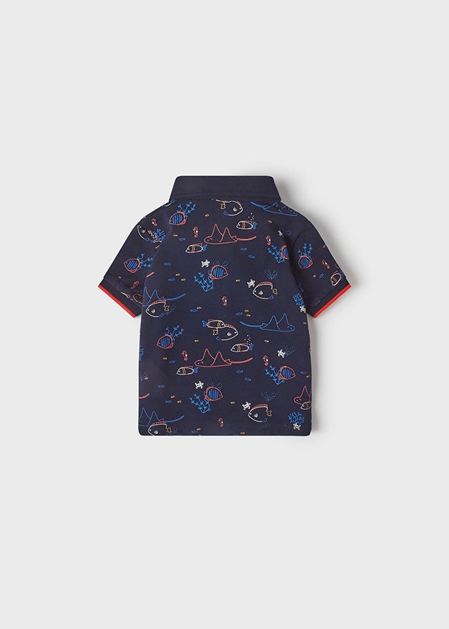 Polo s/s large print for baby boy - Navy Mayoral